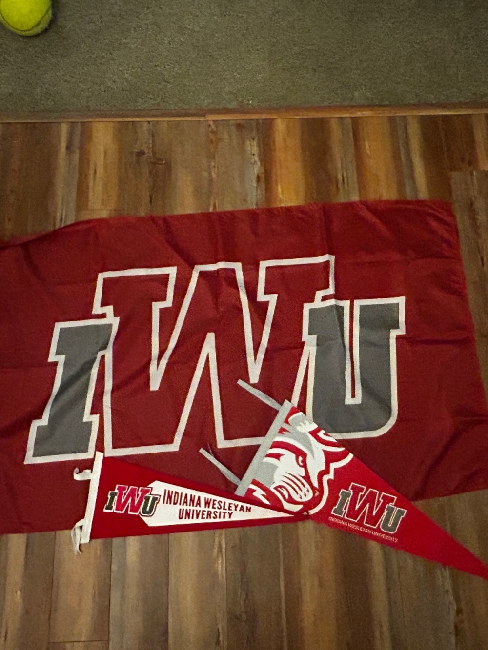 Large IWU flag and 2 pennants